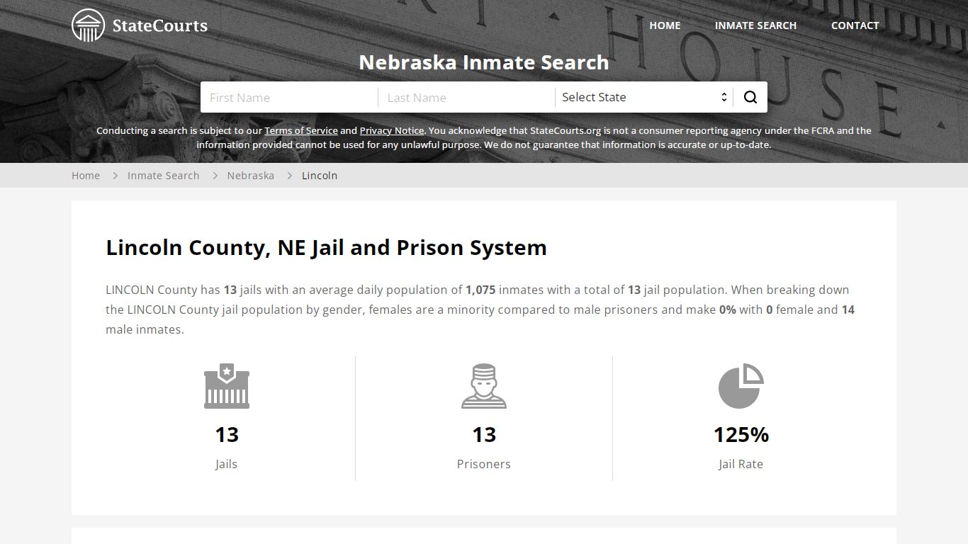 Lincoln County, NE Inmate Search - StateCourts
